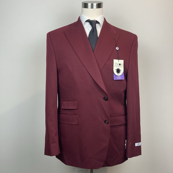 Tayion Collection Men's Classic-Fit Plaid Suit Jacket Red Size 46R E091439 - Picture 2 of 10